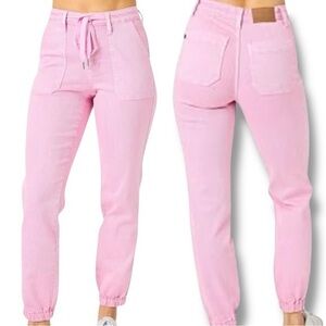 HOST POCK🎉 New ▶️ Judy Blue ◀️ High Waisted Pink  Denim Joggers  13/31